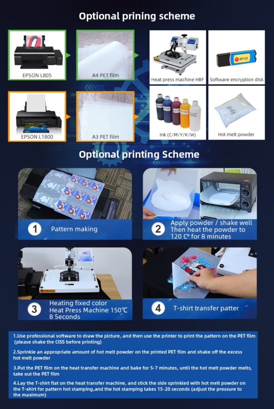DTF Printer For EPSON L805 DTF T-shirt Printing Machine Directly Transfer Film Printer For Fabric Hoodies Shoes A4 DTF Printer - Image 3