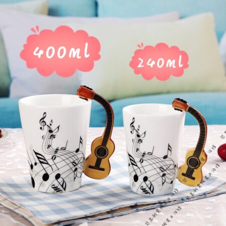 Music Mug Creative Guitar Violin Style Ceramic Mug with Handle Novelty Gifts 240ml/400ml