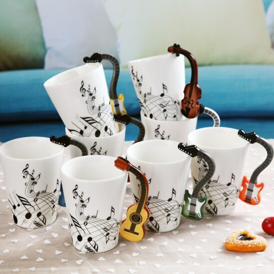 Music Mug Creative Guitar Violin Style Ceramic Mug with Handle Novelty Gifts 240ml/400ml - Image 2