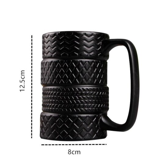 Tire Mug Style Porcelain Ceramic 350ml Creative Black Cups Novelty Gifts Large Size For People Love Cars - Image 4