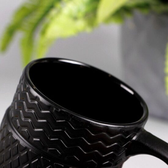 Tire Mug Style Porcelain Ceramic 350ml Creative Black Cups Novelty Gifts Large Size For People Love Cars - Image 3