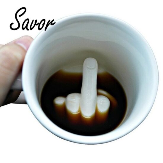 Middle Finger mug,Novelty Style Mixing Cup Funny Ceramic Mug 300ml Capacity To make a prank on your friend at work - Image 2