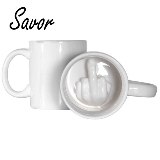 Middle Finger mug,Novelty Style Mixing Cup Funny Ceramic Mug 300ml Capacity To make a prank on your friend at work - Image 3