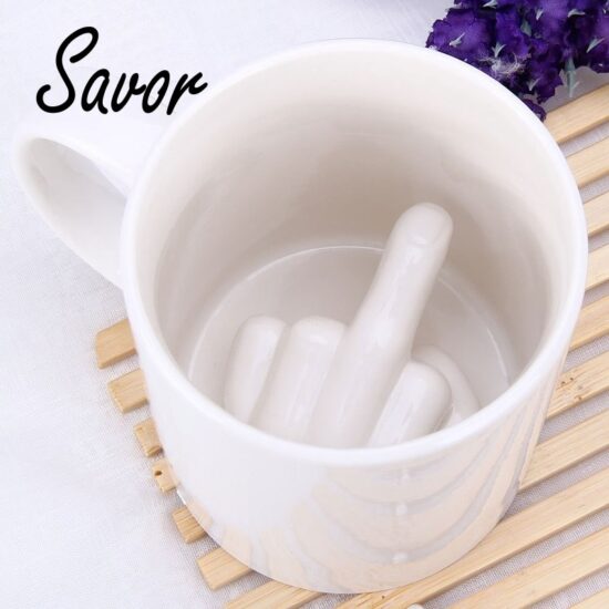 Middle Finger mug,Novelty Style Mixing Cup Funny Ceramic Mug 300ml Capacity To make a prank on your friend at work - Image 4