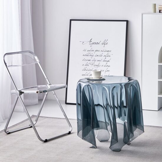 Floating Corner Table Acrylic Modern Side Table European Style Living Room Small Round Creative Tea Table - Image 2