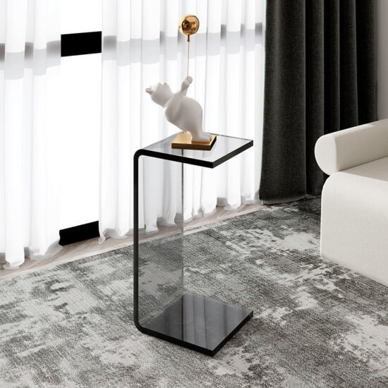 Table Acrylic Transparent Side Luxury C-shaped Sofa Bed Corner Net Red Simple Living Room Balcony Storage Coffee Table 12-Thick - Image 3