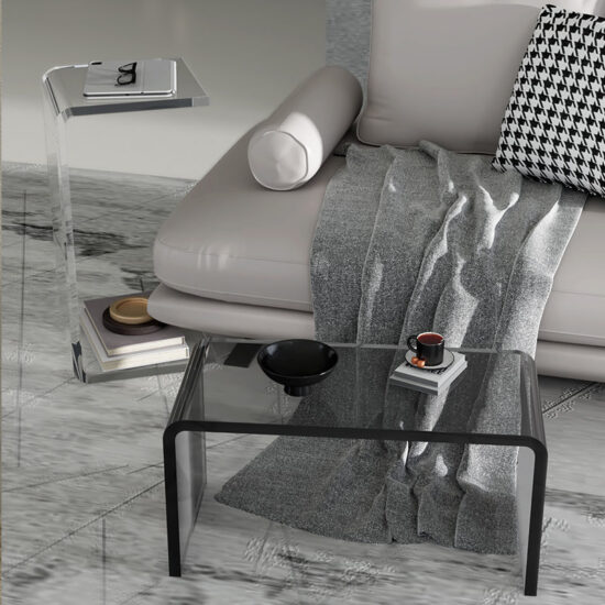 Table Acrylic Transparent Side Luxury C-shaped Sofa Bed Corner Net Red Simple Living Room Balcony Storage Coffee Table 12-Thick - Image 2