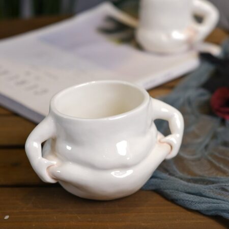 Ceramic Mug Cute Coffee Cup Pinch Belly Funny Porcelain Fat Cup Gift For Girl
