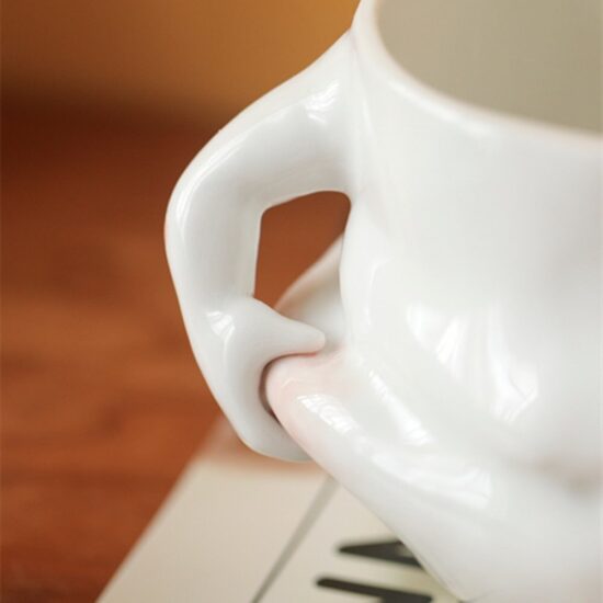 Ceramic Mug Cute Coffee Cup Pinch Belly Funny Porcelain Fat Cup Gift For Girl - Image 4