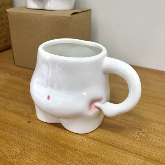 Ceramic Mug Cute Coffee Cup Pinch Belly Funny Porcelain Fat Cup Gift For Girl - Image 3