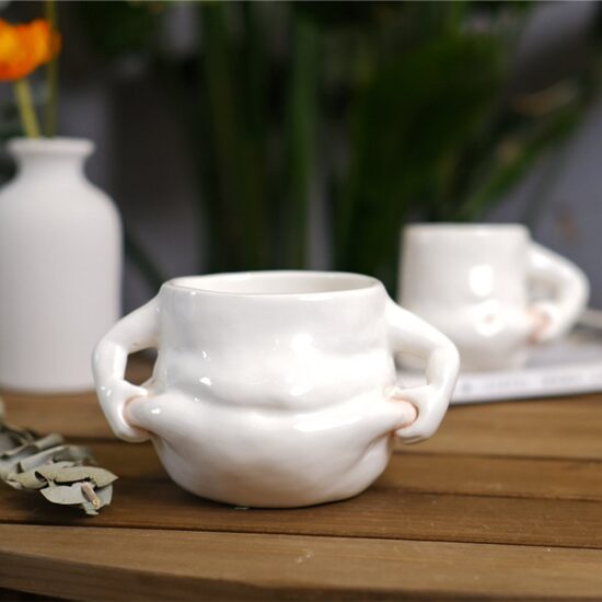 Ceramic Mug Cute Coffee Cup Pinch Belly Funny Porcelain Fat Cup Gift For Girl - Image 2