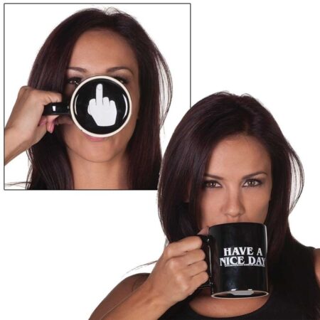 Coffee Mug With Print Middle Finger Funny Cup for Employees Your Friends Creative Novelty Gifts