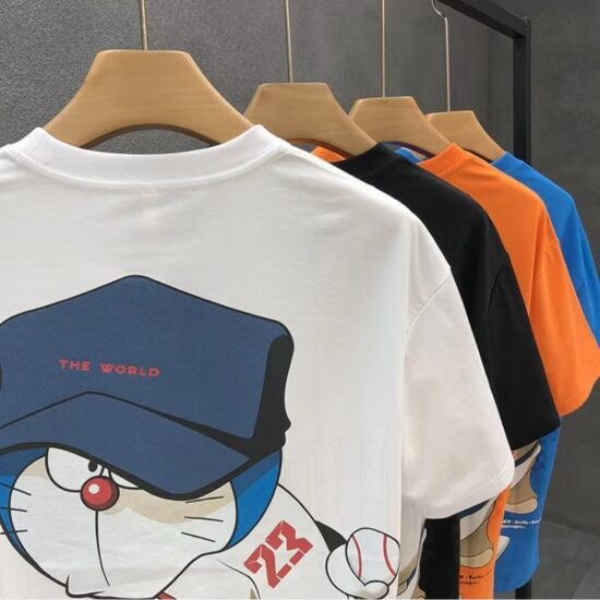 T-shirt Japan Doraemon Anime Short Sleeve Tops High Quality Cotton O-neck Tee Shirt - Image 4