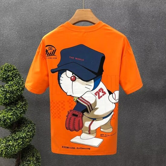T-shirt Japan Doraemon Anime Short Sleeve Tops High Quality Cotton O-neck Tee Shirt - Image 3