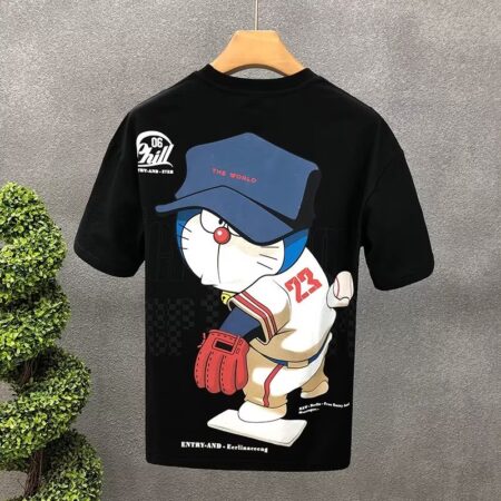 T-shirt Japan Doraemon Anime Short Sleeve Tops High Quality Cotton O-neck Tee Shirt
