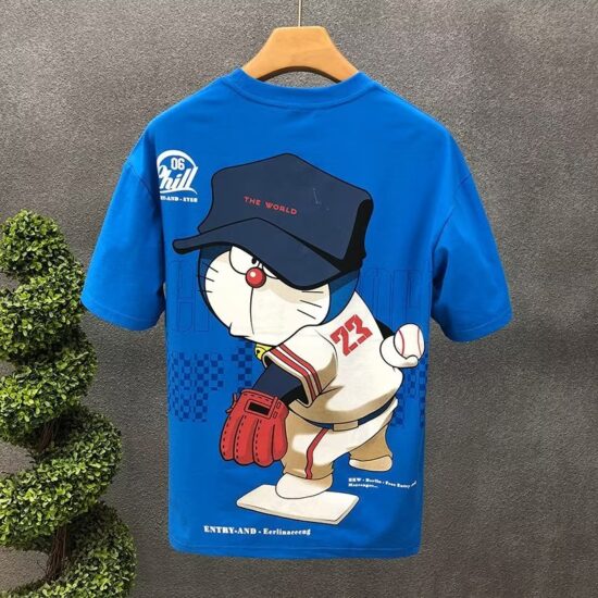 T-shirt Japan Doraemon Anime Short Sleeve Tops High Quality Cotton O-neck Tee Shirt - Image 2