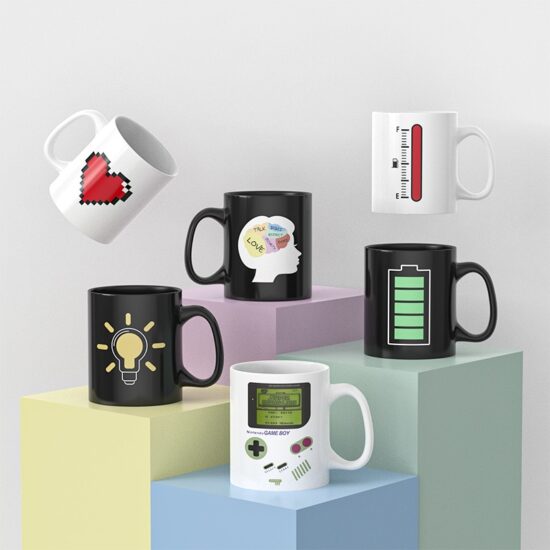 Magic Mug Temperature Color Changing Chameleon Cups Heat Sensitive Fuel-Brain-Hart Printing Mug for Gifts - Image 3