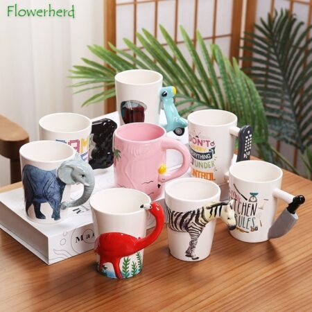 Ceramic Mug Shaped Knife Animal Outside The Cup European and American Office Mug
