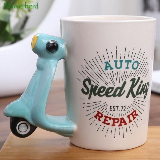 Ceramic Mug Shaped Knife Animal Outside The Cup European and American Office Mug - Image 3