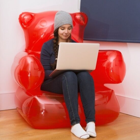 Inflatable Gummy Bear Shaped Armchair Durable PVC Blow Up Lazy Sofa Sleeping-Bag for Home Yard Travel-Camping Folding Chair - Image 5