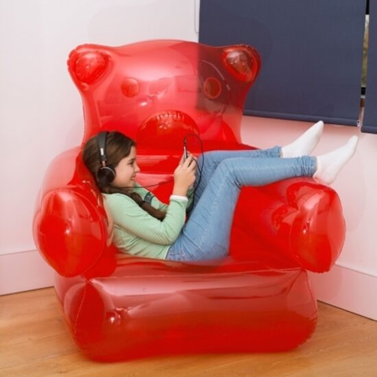 Inflatable Gummy Bear Shaped Armchair Durable PVC Blow Up Lazy Sofa Sleeping-Bag for Home Yard Travel-Camping Folding Chair - Image 6