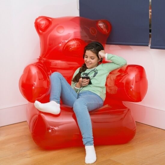Inflatable Gummy Bear Shaped Armchair Durable PVC Blow Up Lazy Sofa Sleeping-Bag for Home Yard Travel-Camping Folding Chair - Image 4
