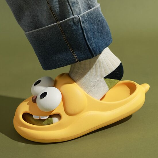 Mo Dou Slippers EVA Soft Sole Home Shoes Non-slip Fuuny Cartoon Big Eye Cozy Breathable Toe-wrapped - Image 3