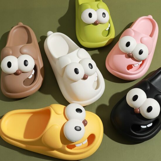 Mo Dou Slippers EVA Soft Sole Home Shoes Non-slip Fuuny Cartoon Big Eye Cozy Breathable Toe-wrapped - Image 2