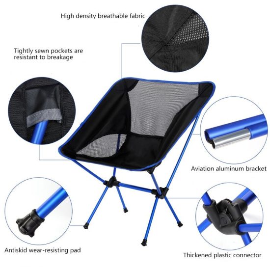 Folding Chair High Load Outdoor Camping Chair Portable Beach Hiking Picnic Seat Travel Ultralight Fishing Tool - Image 3