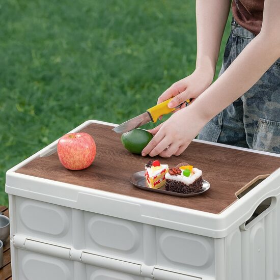 Camping Folding Box With Wooden Lid Car Storage Box Food Organizer Container for Household Large Capacity - Image 5