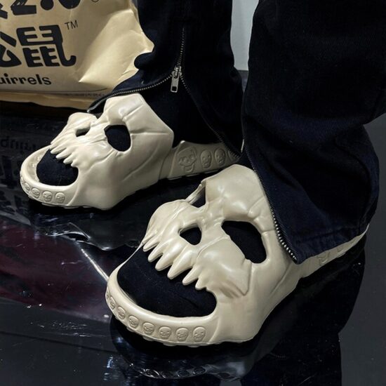 Skull Design Slippers Summer Fun Novelty Slide Thick Sole Platform Beach Non Slip Men Women Cloud Sandal - Image 2