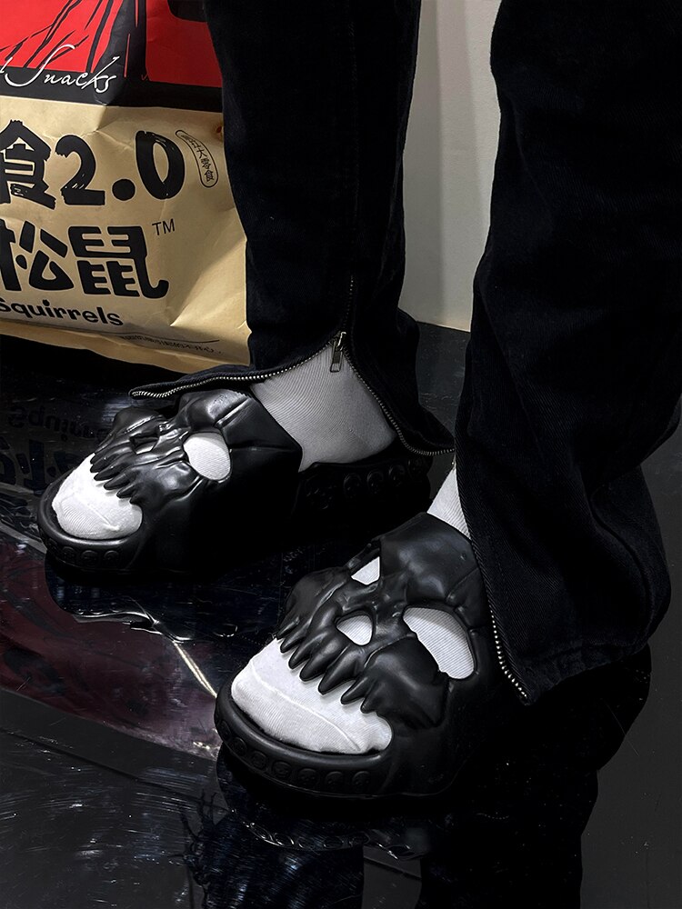Skull Design Slippers Summer Fun Novelty Slide Thick Sole Platform Beach Non Slip Men Women Cloud Sandal