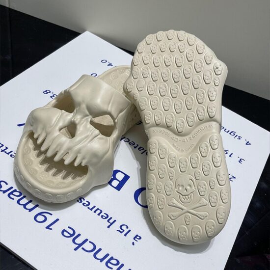 Skull Design Slippers Summer Fun Novelty Slide Thick Sole Platform Beach Non Slip Men Women Cloud Sandal - Image 4