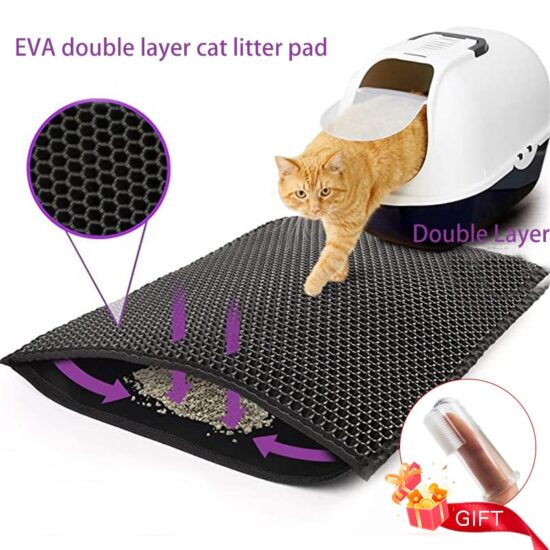 Cat Litter Mat With Gift Double Layer Waterproof Pet Litter Box Mat Non-slip Sand Cat Pad Washable