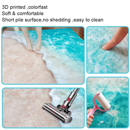 3D Carpets For Living Room Large Waves Beach Kids Room Rug Blue Kichen Mat Floor Carpet Modern Entracnce - Image 4