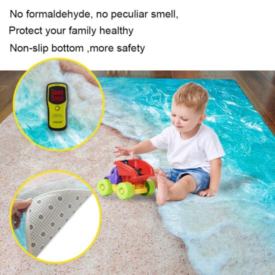 3D Carpets For Living Room Large Waves Beach Kids Room Rug Blue Kichen Mat Floor Carpet Modern Entracnce - Image 3