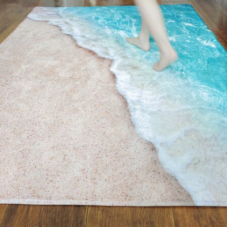 3D Carpets For Living Room Large Waves Beach Kids Room Rug Blue Kichen Mat Floor Carpet Modern Entracnce