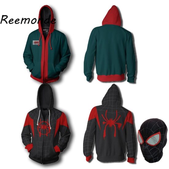 Miles Morales Spiderman Cosplay Costumes Jacket Hoodies Zipper Sweatshirt Peter Parker iron man Hoodie Hat Coats - Image 2