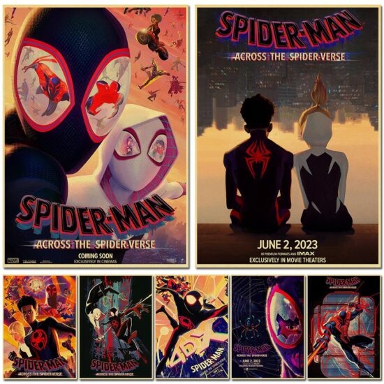 Miles Morales Spider Man Film Poster Canvas Painting Spider Verse Disney Decor Bar Cafe Wall, Gifts