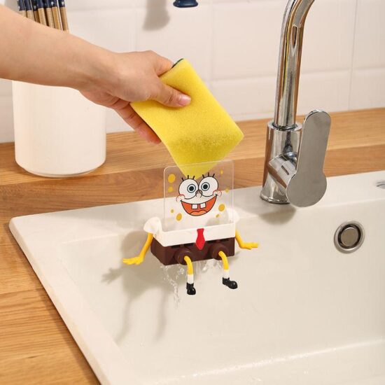 Dish scrub sponge Shelf, Spongebob Drainage Rack Multifunctional Storage Tank