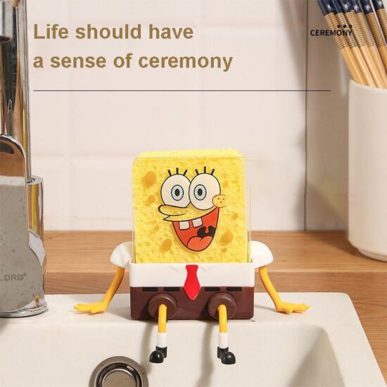 Dish scrub sponge Shelf, Spongebob Drainage Rack Multifunctional Storage Tank - Image 4