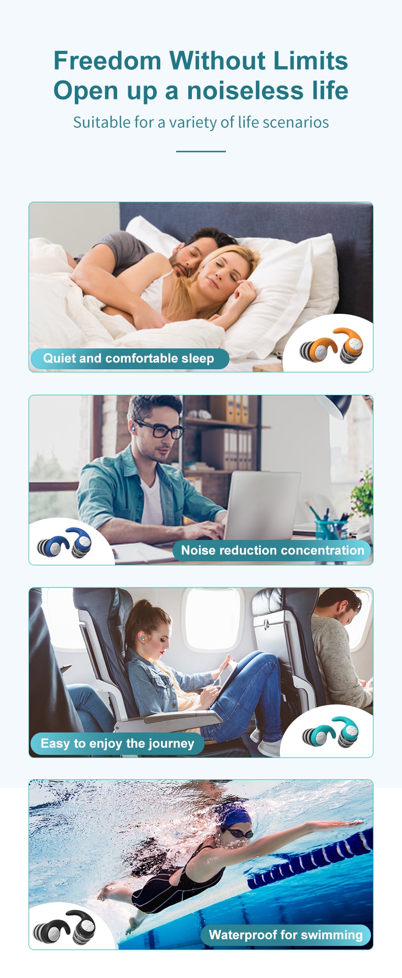 Sleep Noise Reduction Earplug Ear Protection Earplugs Anti-Noise Waterproof Plug For Travel Work
