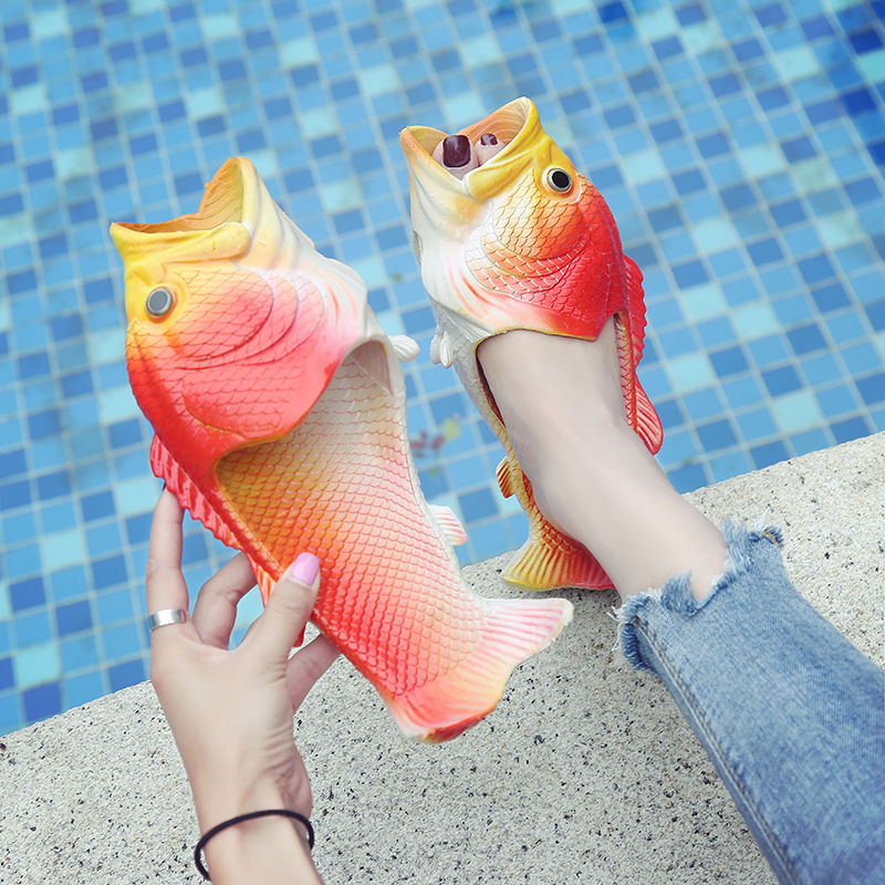 Fish Slippers Shoes Family Residential Shoes plus Size 33-47 Summer Beach Slippers Boys Unisex New Funny Slippers