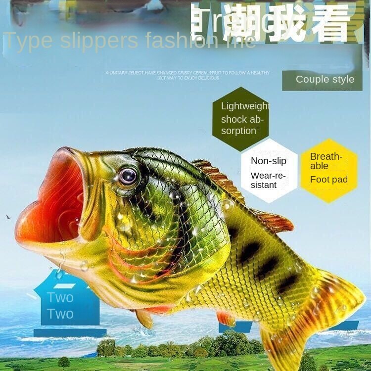 Fish Slippers Shoes Family Residential Shoes plus Size 33-47 Summer Beach Slippers Boys Unisex New Funny Slippers