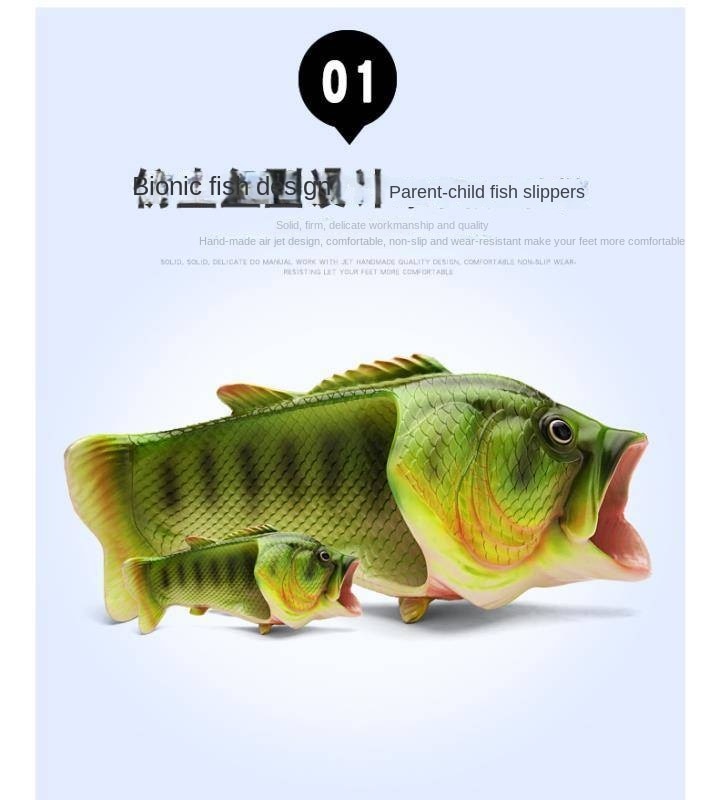 Fish Slippers Shoes Family Residential Shoes plus Size 33-47 Summer Beach Slippers Boys Unisex New Funny Slippers