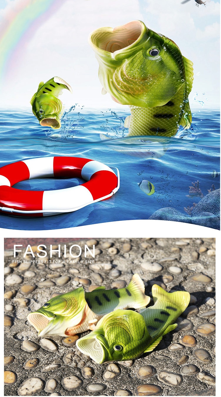 Fish Slippers Shoes Family Residential Shoes plus Size 33-47 Summer Beach Slippers Boys Unisex New Funny Slippers