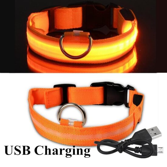 Dog Collars LED Glowing Rechargeable Waterproof Luminous Collar Adjustable Night Light Collar Pet Dog Safety Necklace - Image 2