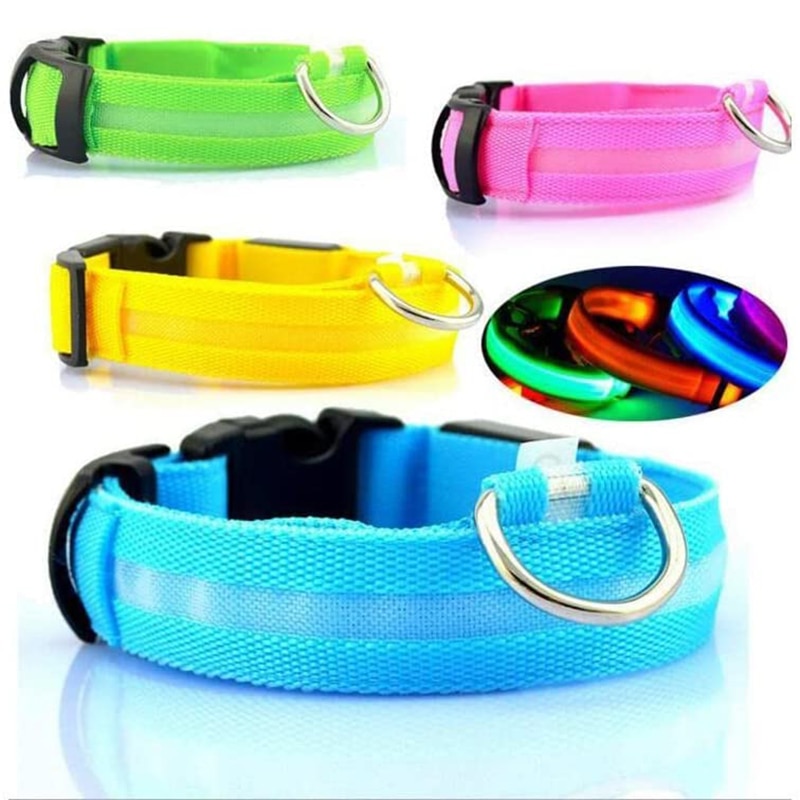 Dog Collars LED Glowing Rechargeable Waterproof Luminous Collar Adjustable Night Light Collar Pet Dog Safety Necklace