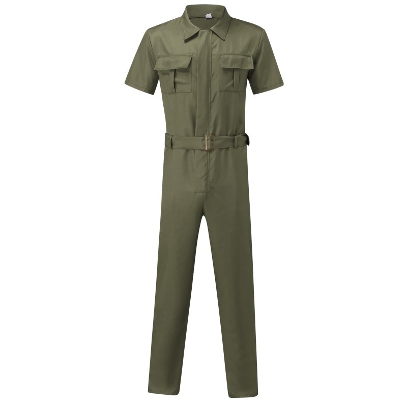 Shirt Short Sleeve+Trousers Jumpsuit Fashion Leisure Basic Work Pants Overalls Casual Pocket Solid Color