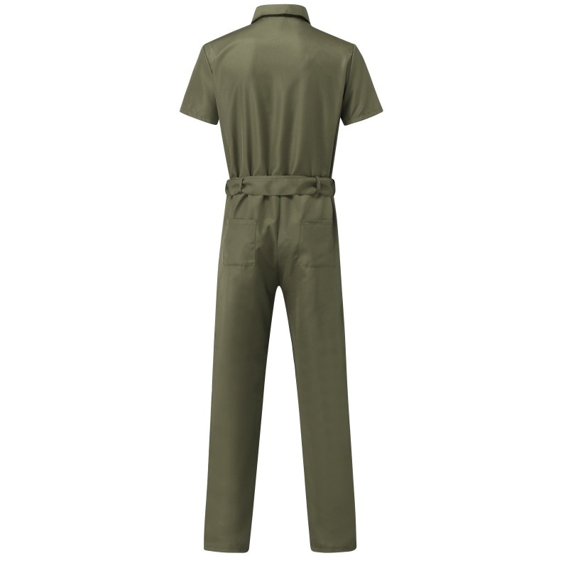 Shirt Short Sleeve+Trousers Jumpsuit Fashion Leisure Basic Work Pants Overalls Casual Pocket Solid Color